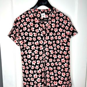 Cabi Floral Top black background with flower blossoms